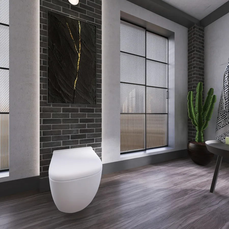 Modern Black Second Bathroom 3d design renderings