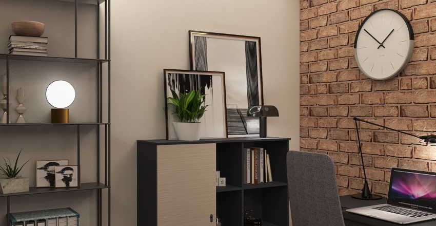 Loft Modern Home Ofiice 3d design renderings