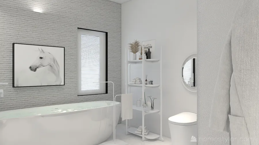 Modern White Bathroom 3d design renderings