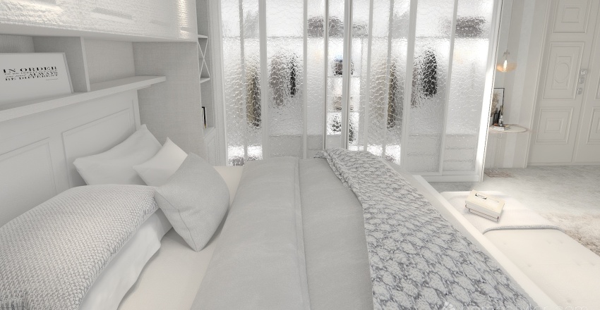 Modern White Master Bedroom 3d design renderings