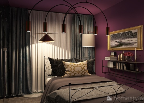 Modern Glamour Bedroom Design Rendering