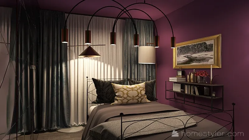 Modern Glamour Bedroom 3d design renderings