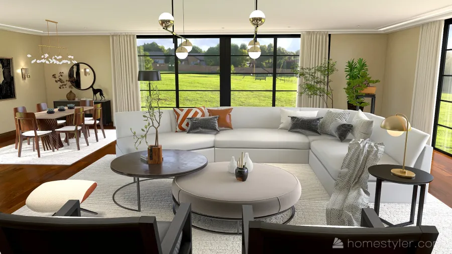 #Japandi Midcentury Modern Living Room 3d design renderings
