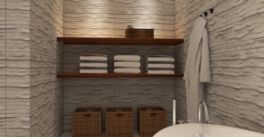 Modern White Beige Master Bathroom 3d design renderings