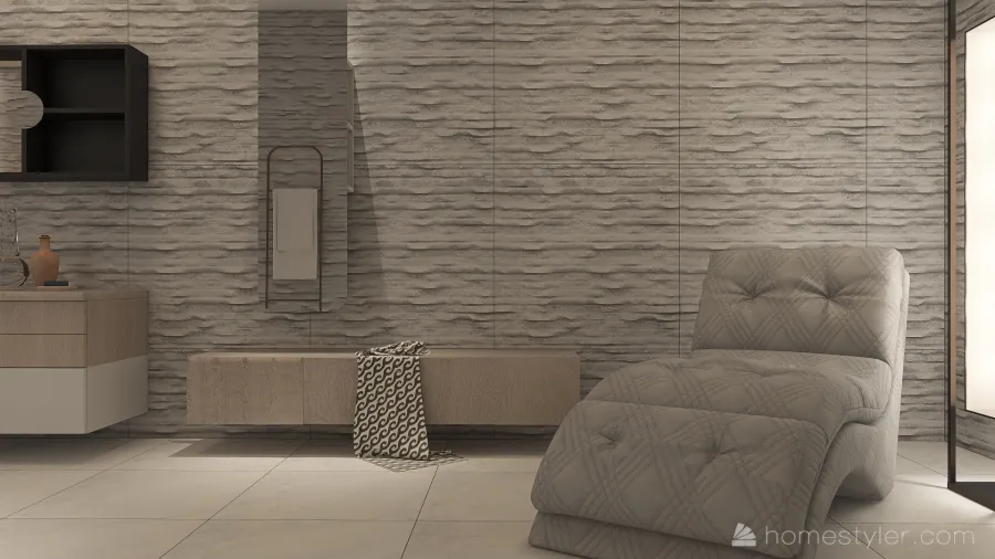 Modern White Beige Master Bathroom 3d design renderings