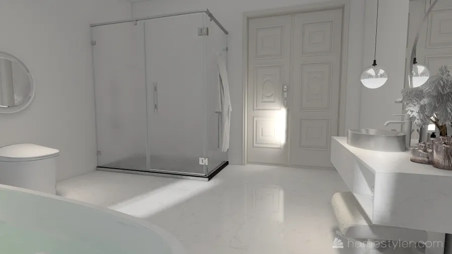 Modern White Bathroom 3d design renderings