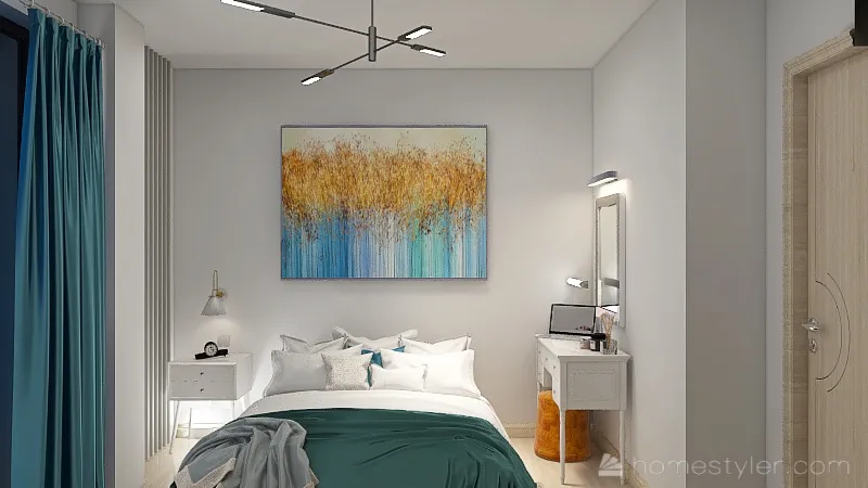 Спальня Руслана синяя 3d design renderings