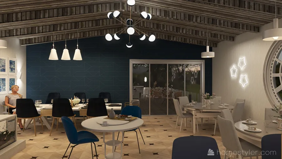 Three cafe 3d design renderings