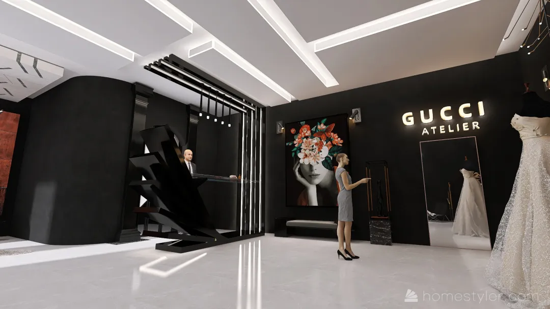 #EmptyRoomContest-Gucci Atelier 3d design renderings