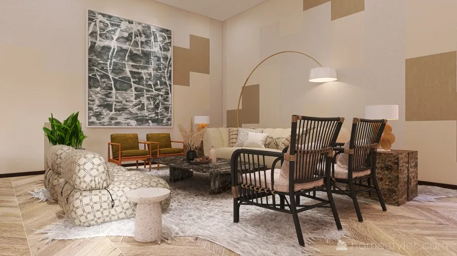 Living & Dining & Bedroom 3d design renderings
