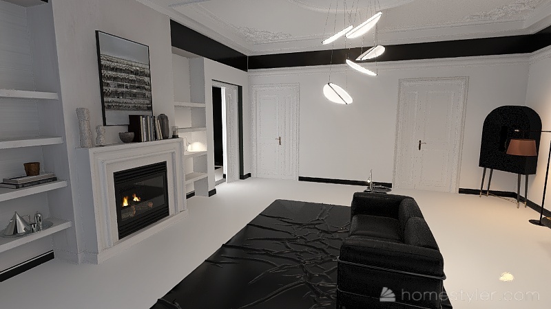 Room 1 - Black and White Bauhaus 3d design renderings