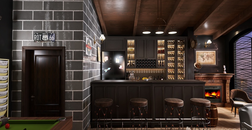 #AmericanRoomContest_Home Bar 3d design renderings