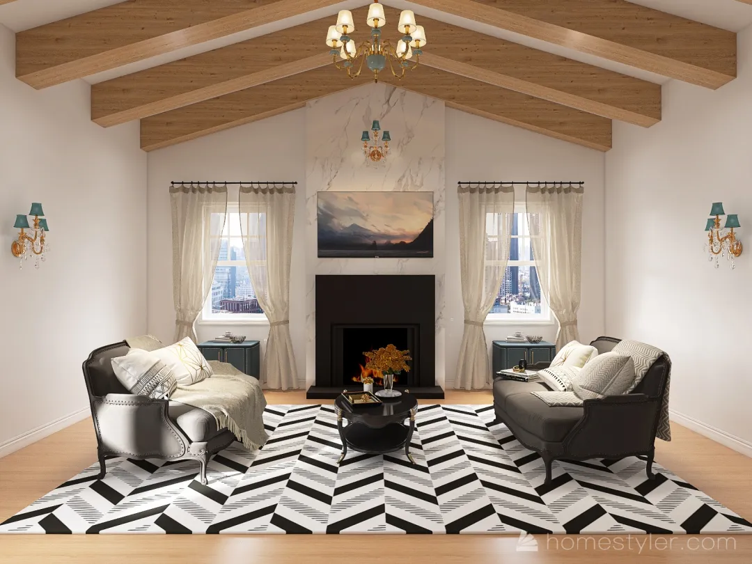#AmericanRoomContest Living Room 3d design renderings