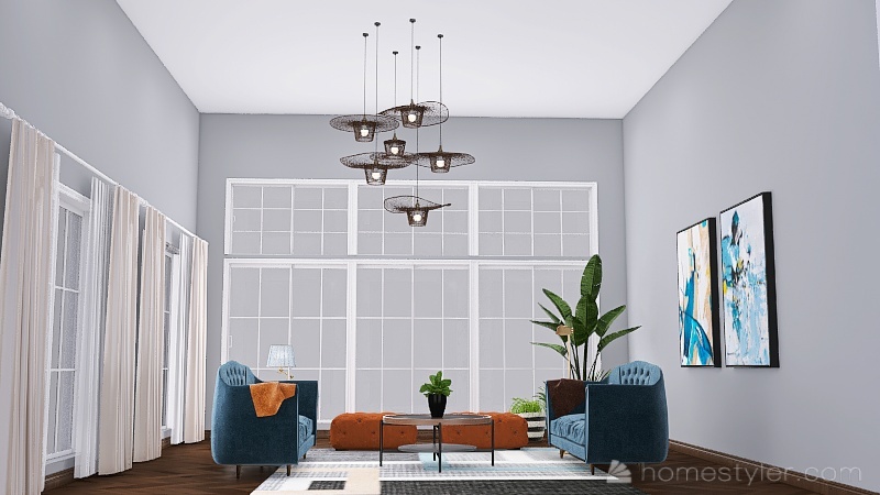 #AmericanRoomContest_Teal Lounge 3d design renderings