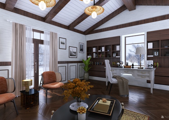 #AmericanRoomContest - Home Library Design Rendering