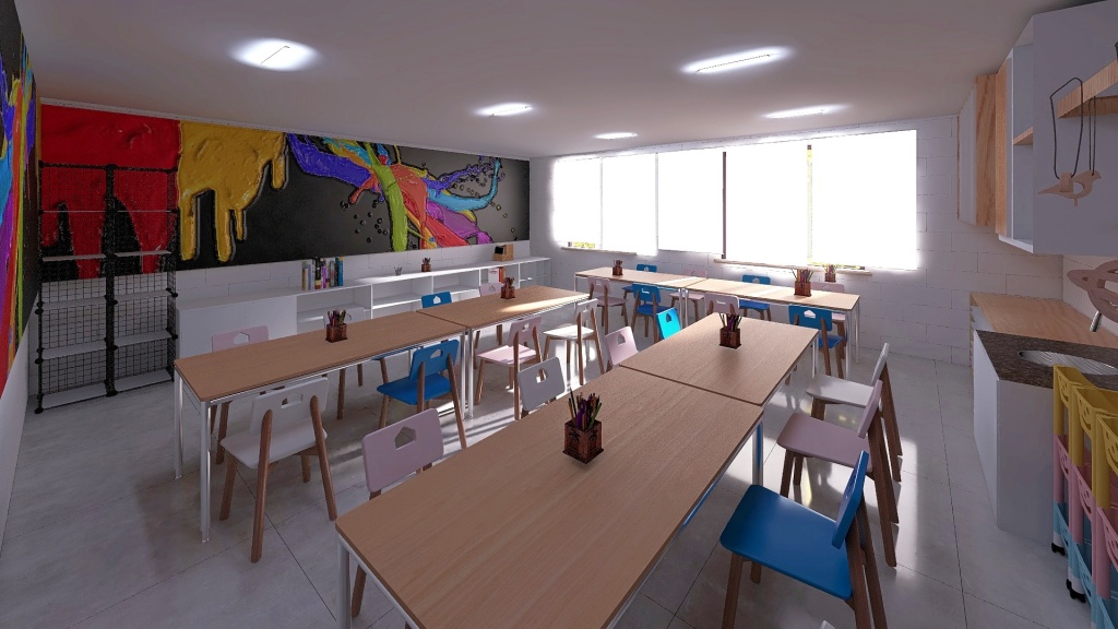 Sala de Artes - colégio Brasilia 3d design renderings