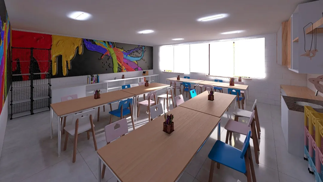 Sala de Artes - colégio Brasilia 3d design renderings