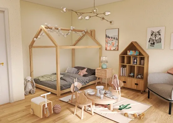 Sypialnia i pokój dziecięcy Design Rendering