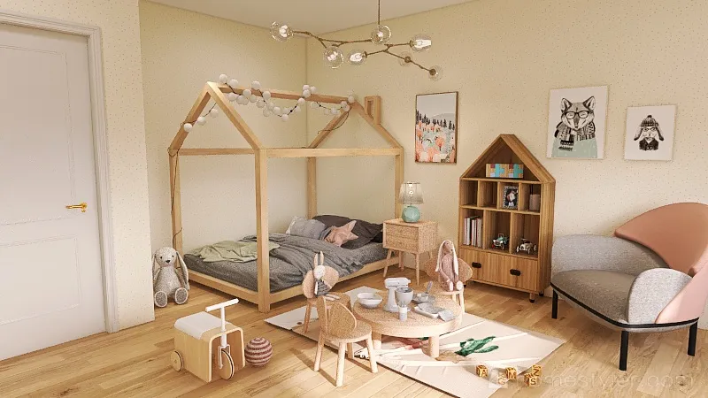 Sypialnia i pokój dziecięcy 3d design renderings