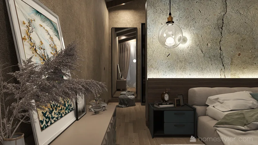 Grey Master Bedroom 3d design renderings