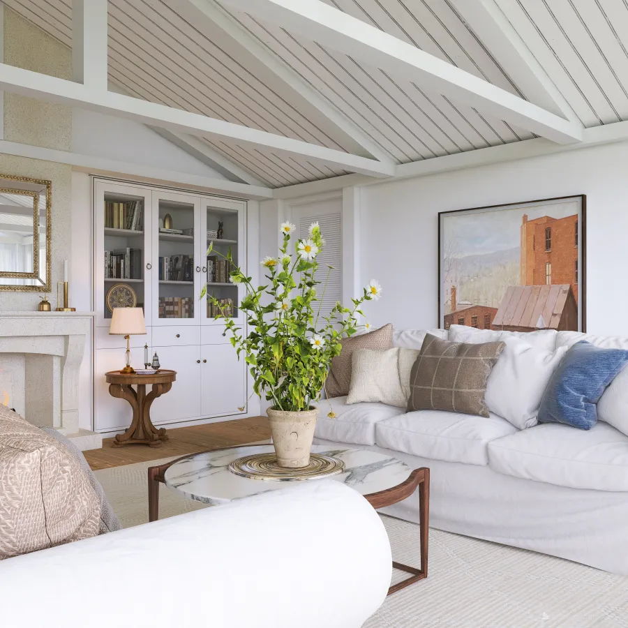 #AmericanRoomContest Living Room White 3d design renderings