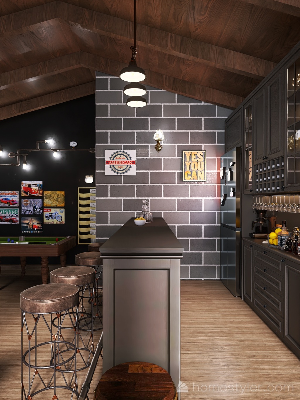 #AmericanRoomContest_Home Bar 3d design renderings