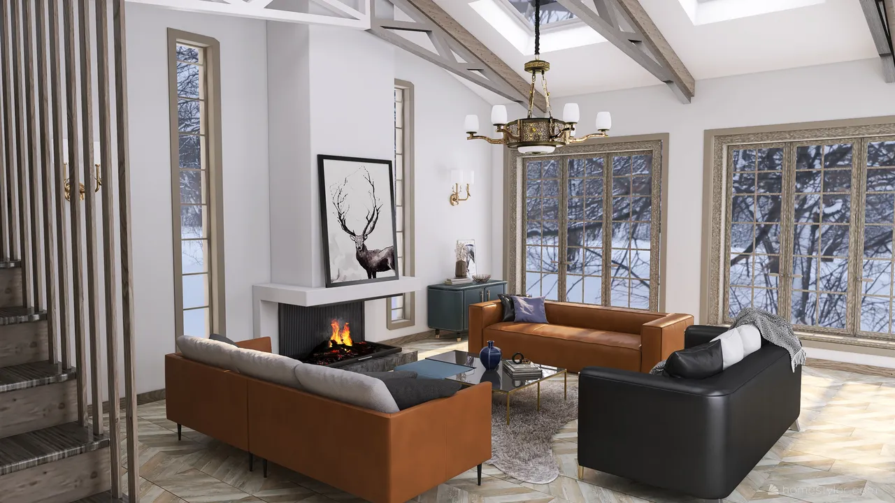 Come... sit by the fire #AmericanRoomContest 3d design renderings