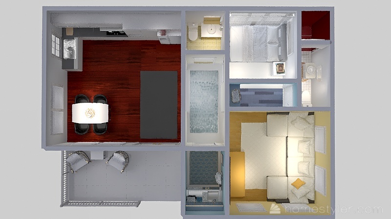 Mondrian color theory 3d design renderings