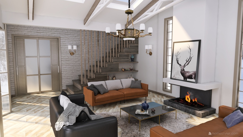 Come... sit by the fire #AmericanRoomContest 3d design renderings