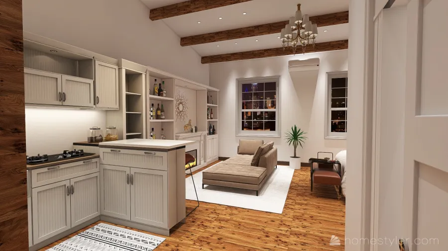 one-bedroom appartment 3d design renderings