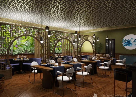 Oriental Restaurant Design Rendering