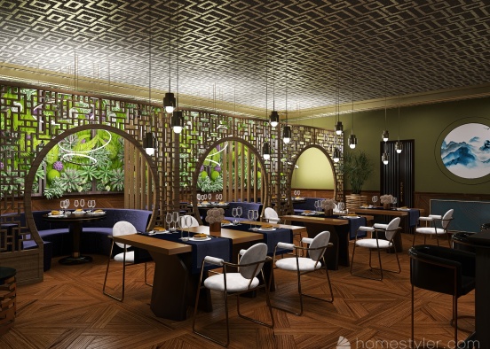Oriental Restaurant Design Rendering