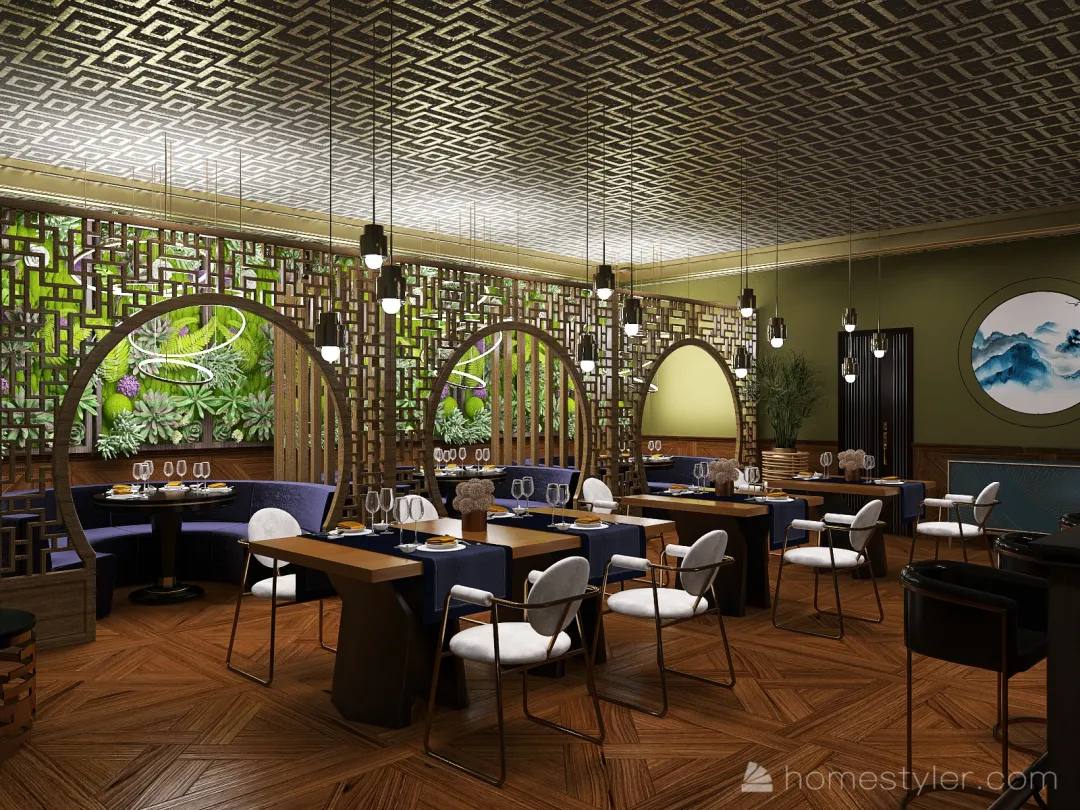 Oriental Restaurant 3d design renderings