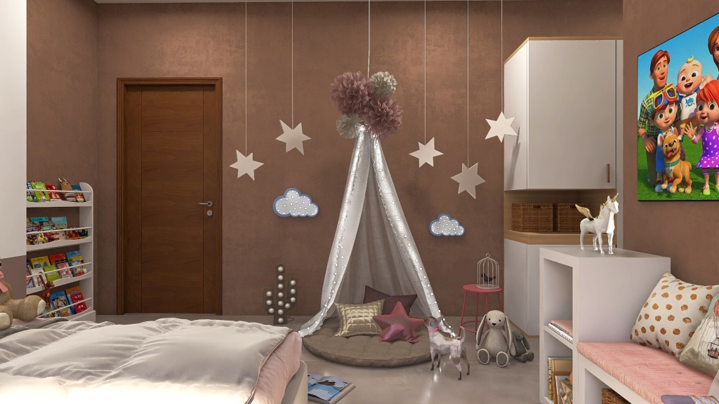 Modern Kids Room 3d design renderings