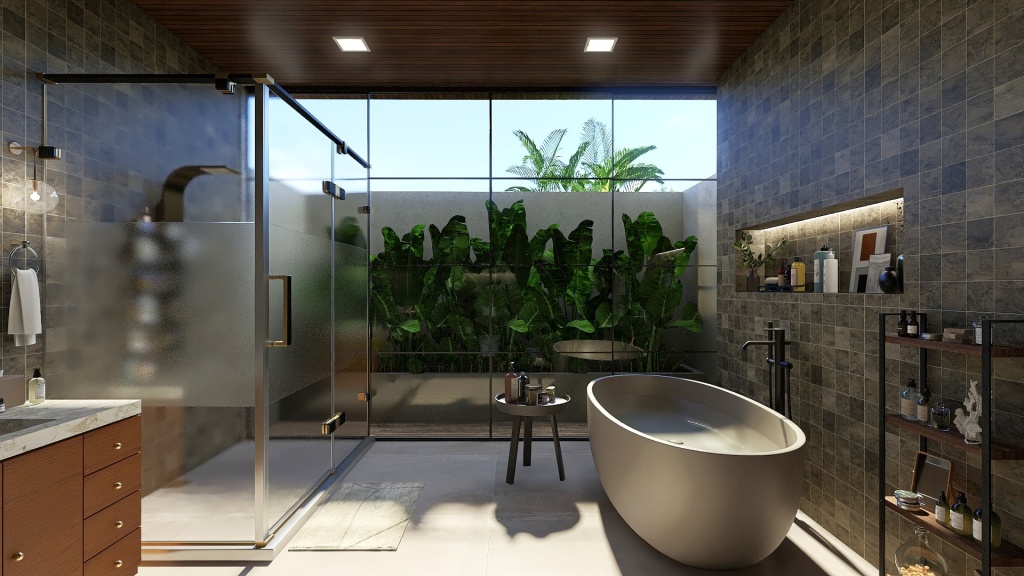 Modern Master Bathroom1 3d design renderings