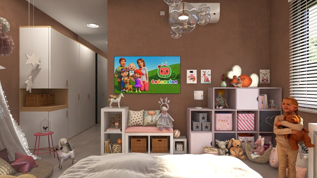 Modern Kids Room 3d design renderings