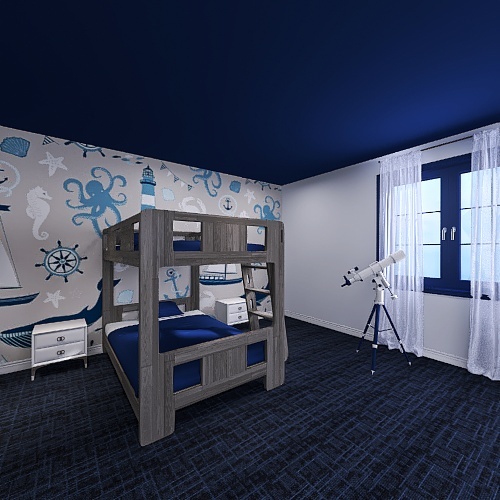 Nautical Children's bedroom- accommodates six 3d design renderings
