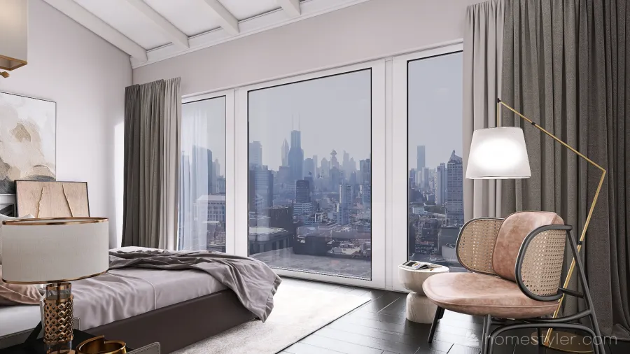 #AmericanRoomContest_A bedroom with a view 3d design renderings