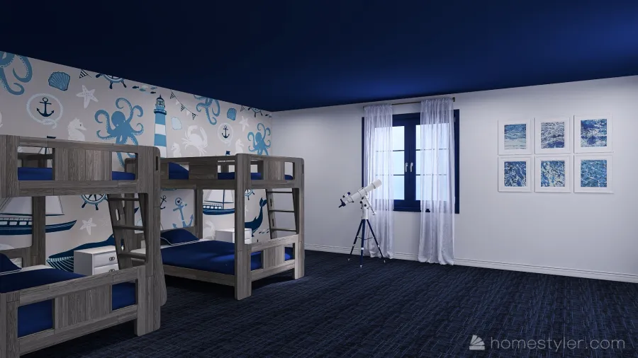 Nautical Children's bedroom- accommodates six 3d design renderings