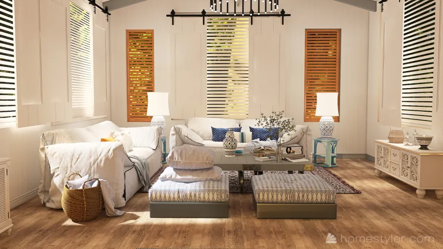 #AmericanRoomContest_copy Hamptons style Living room 3d design renderings