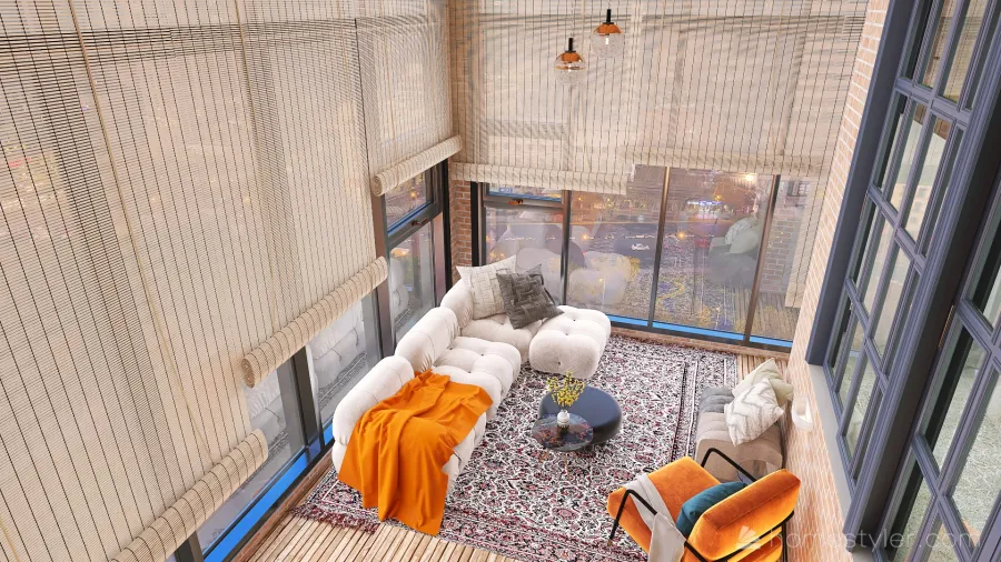 Balcony, Living Room 3d design renderings