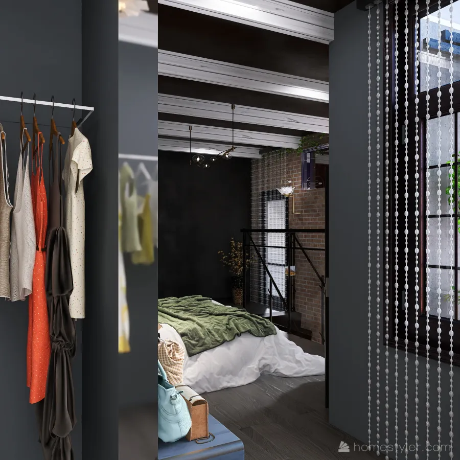 Bedroom, Walk in closet 3d design renderings