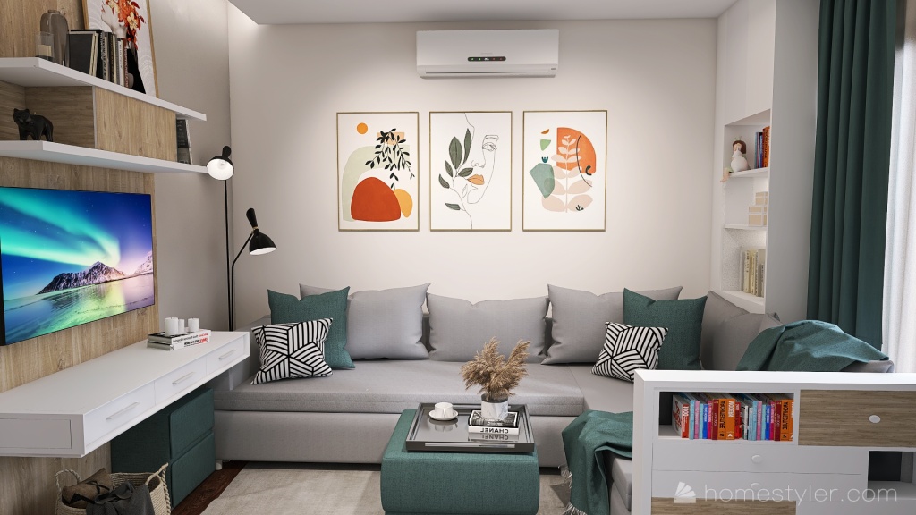 living room / kids bedroom 3d design renderings