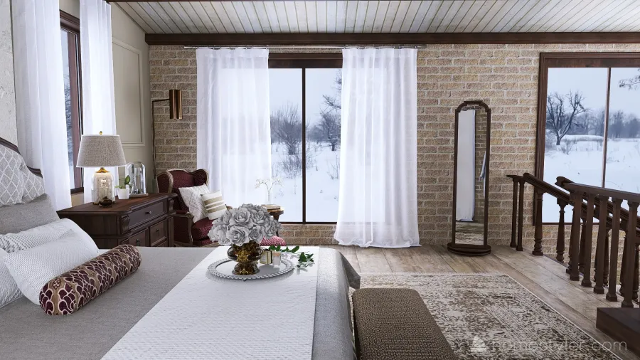#AmericanRoomContest - 2 Story Chalet Retreat  #Traditional 3d design renderings
