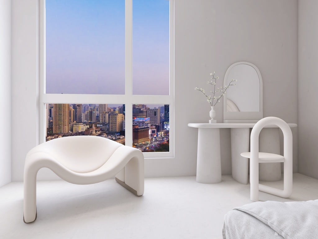 Modern White Bedroom 3d design renderings