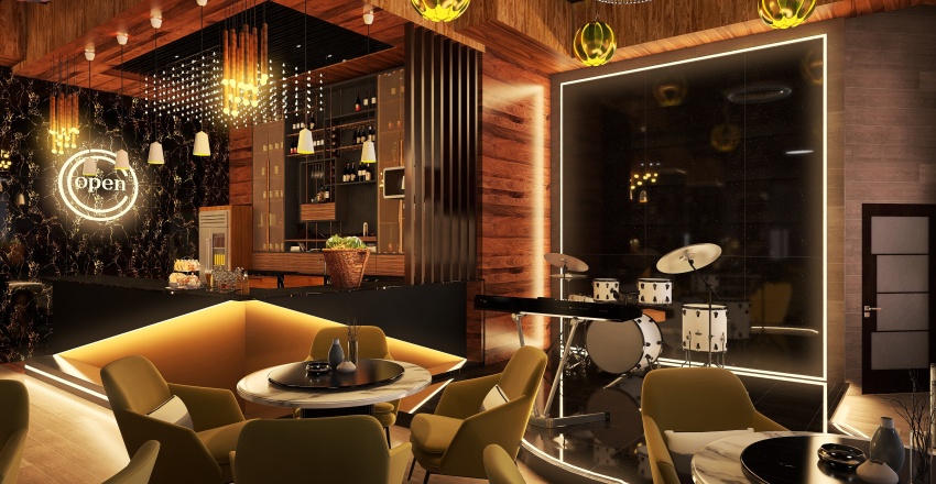 modern coffee shop 3d design renderings