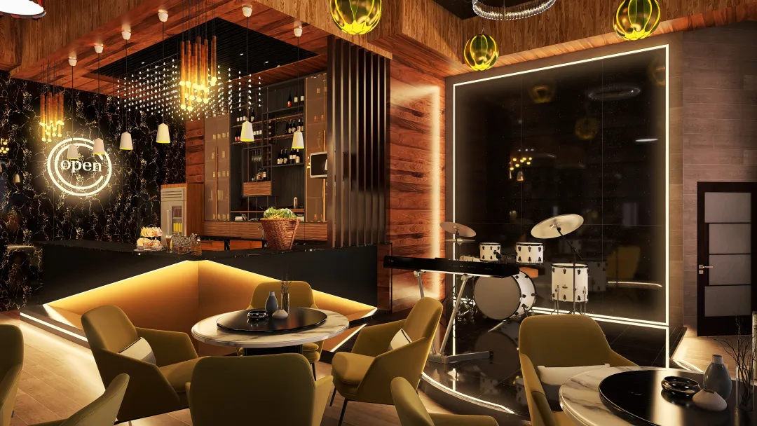 modern coffee shop 3d design renderings