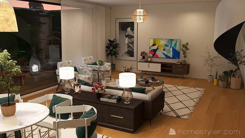 White cozy home 3d design renderings