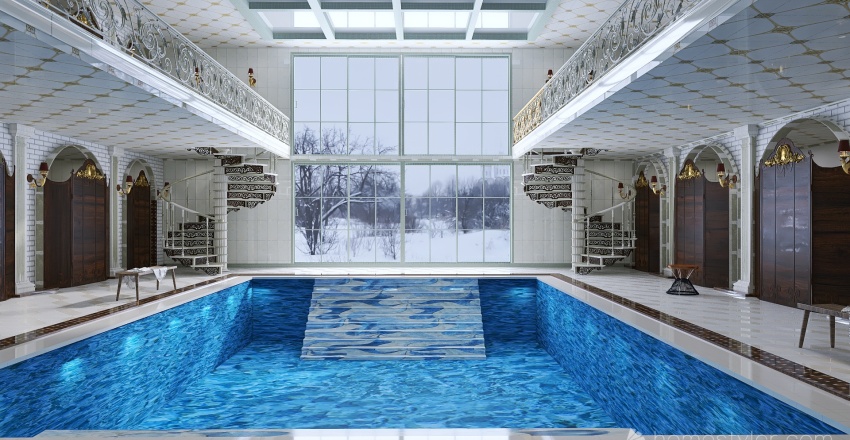 Old Indoor Pool 3d design renderings