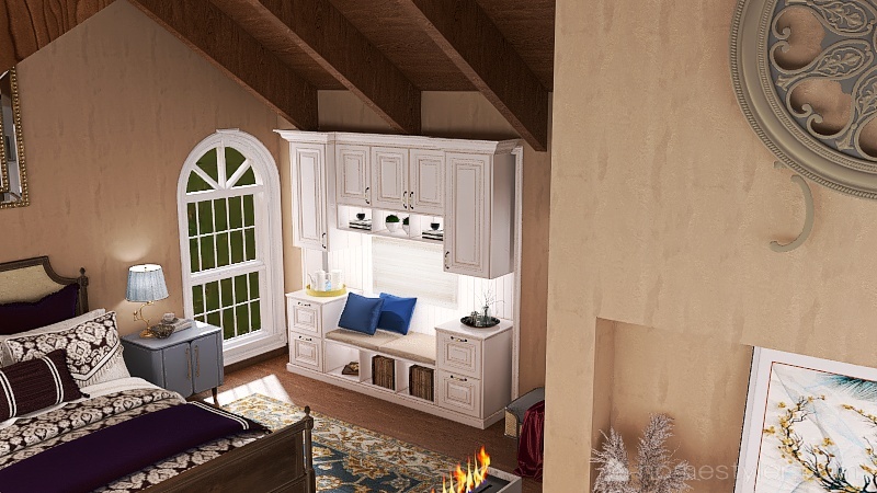 Bedroom and living 3d design renderings